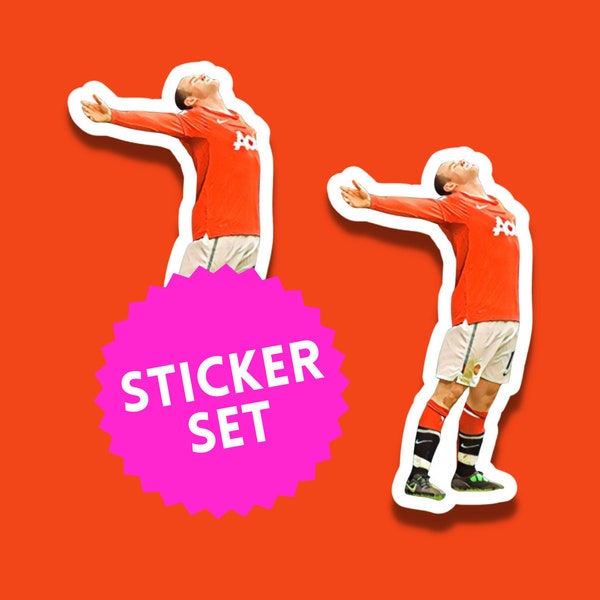 Wayne Rooney Sticker Set - Choose Your Set Size: 2, 3, or 4 Stickers, Glossy, 3.5 inches in height | Manchester United