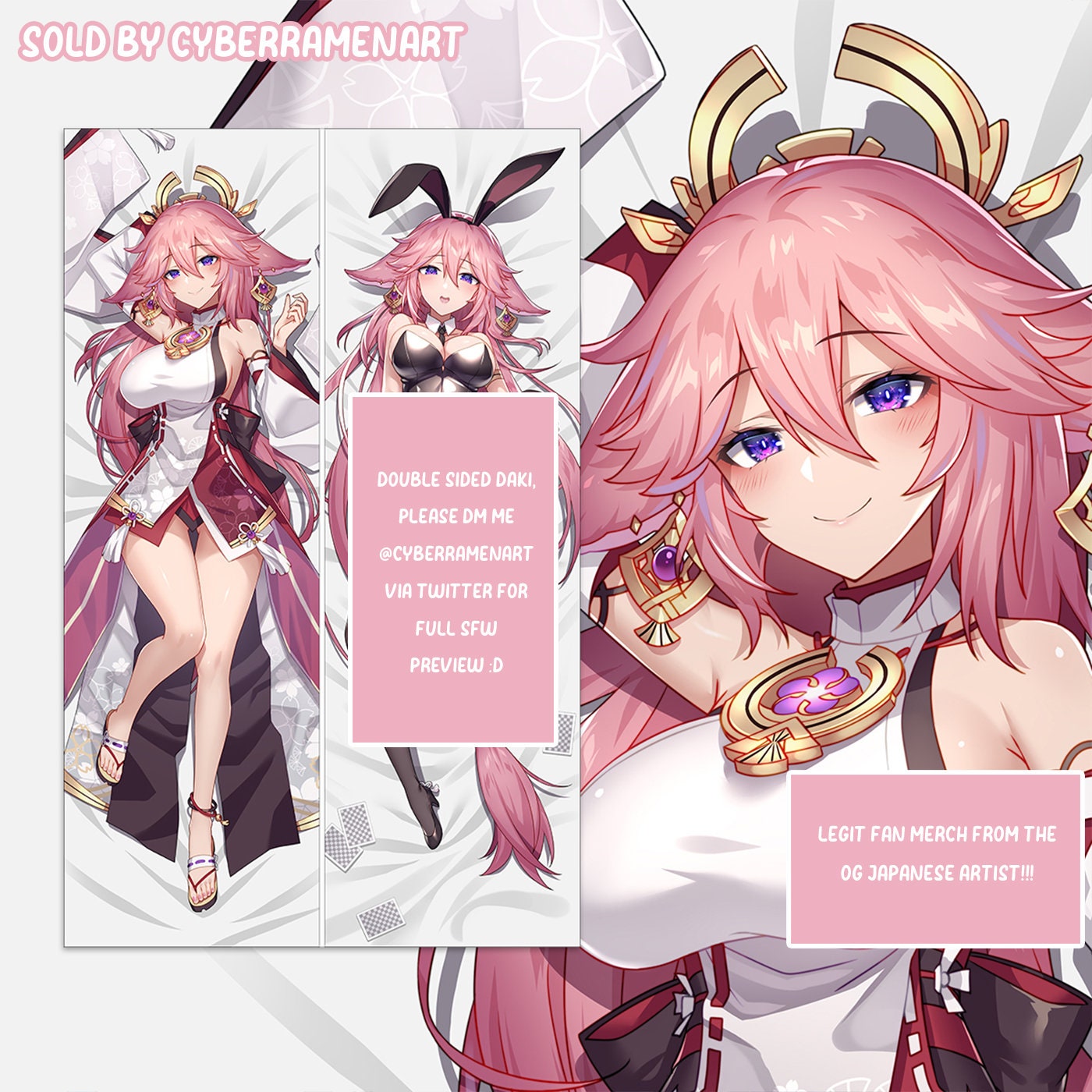 Yae Miko Body Pillow Cover Genshin Impact Waifu Dakimakura Etsy UK