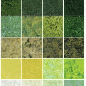 Glorious Green-Stamp - Charm Pack - (42) 5&quot; squares - Stamp Pack - by Island Batik - Glorious Green-CP
