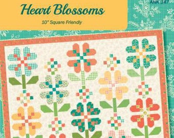 Heart Blossoms - Quilt PATTERN - by Heather Peterson of Anka's Treasures - finished size 76" x 94" - Pre-cut Friendly