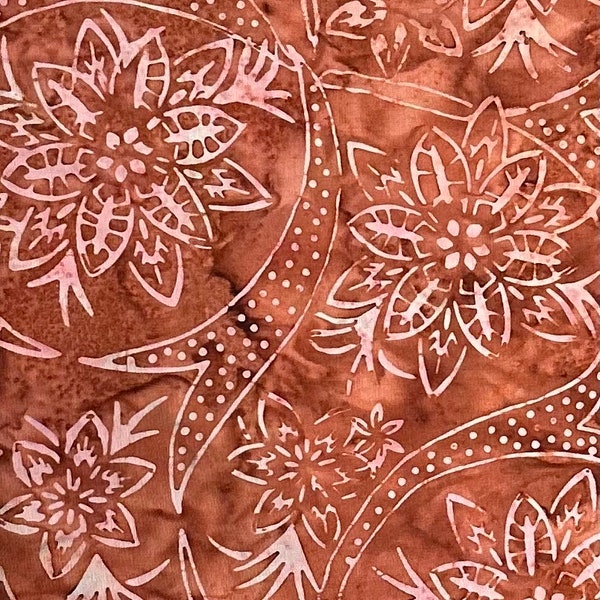 Tonga Batiks - Rust floral - Yardage - by Timeless Treasures - TONGA-B6875-Rust