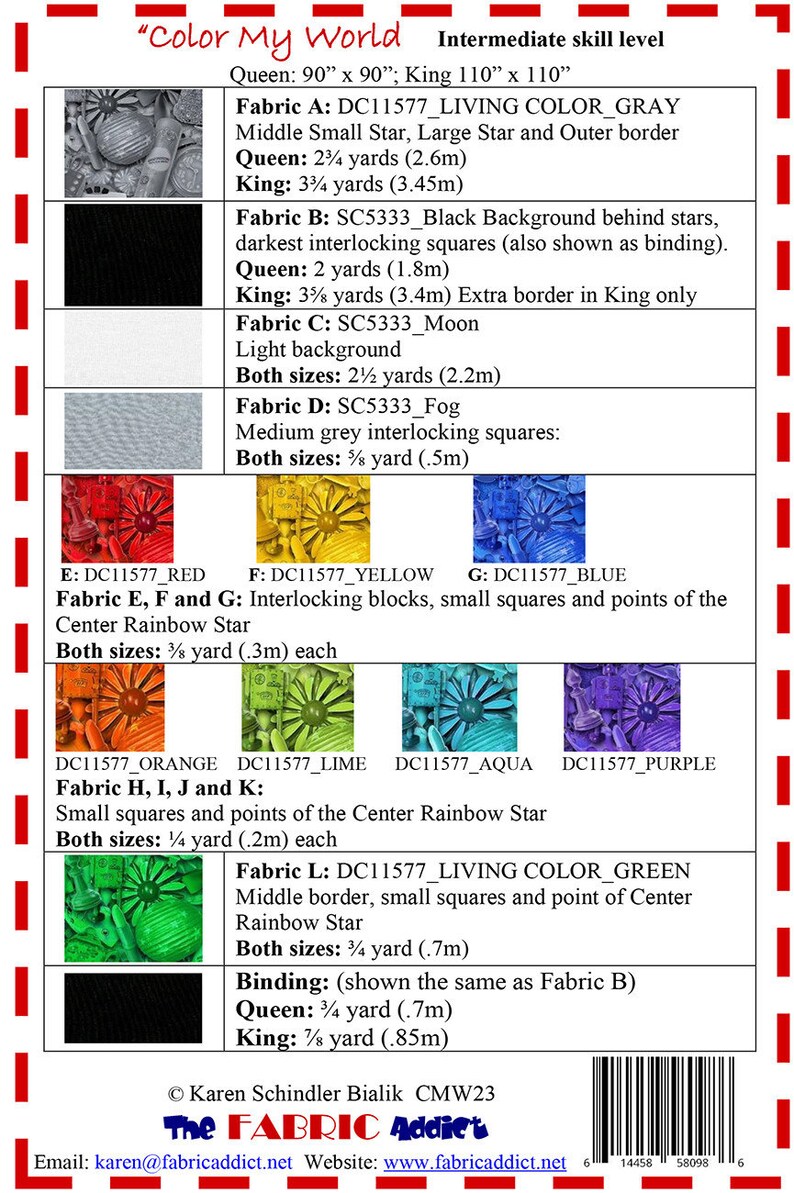 Color My World - Quilt PATTERN - by the Fabric Addict - Features Color ...