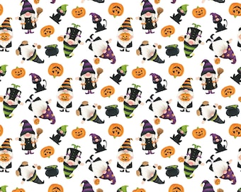 Gnomes Night Out - Tossed Gnomes White - per yard - 24662-10 by Northcott Fabrics