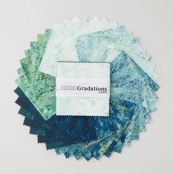 Stonehenge Gradations II - Blue Planet Chips - Charm Pack - (42) 5" Squares - by Northcott - CGRAD42-48 BLUE PLANET