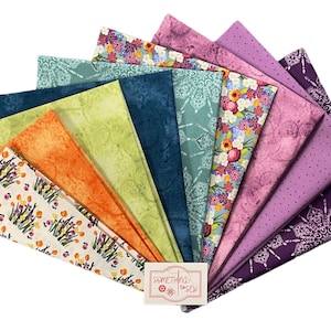 Floral Fun - Fat Quarter Bundle - (9) FQ&#39;s from Floralicious by Lila Tueller and Swirl Basics - Riley Blake Designs - Summer, Stunning