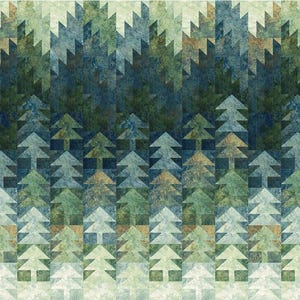 Misted Pines 2.0 Quilt Kit - by Patti’s Patchwork - 3 sizes available - Summer Colorway - Green Ombre Trees