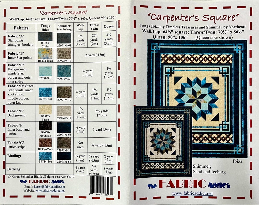 Carpenter's Square Quilt PATTERN by Karen Schindler - Etsy