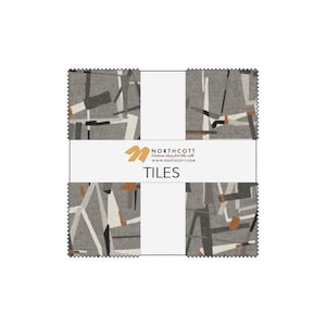 Modern Elements - Tiles - Layer Cake - (42) 10” squares - by Northcott Fabrics - Circles, stripes, grunge tonals -TURBAN42-10
