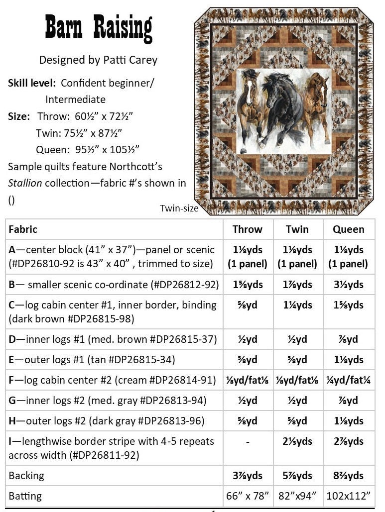 Barn Raising - Quilt PATTERN - by Patti's Patchwork - Multiple Sizes ...