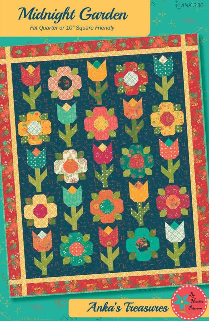 Midnight Garden Quilt PATTERN by Heather Peterson of Etsy