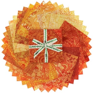 Orange Blossom Batiks Stamps - Batik charm pack - (42) 5” stack - Stacker - by Island Batik - Orange Blossom STMP03