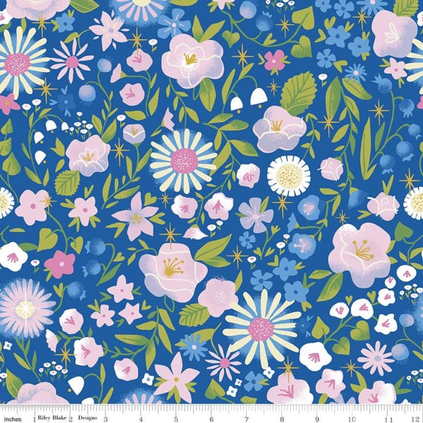 Little Brier Rose - Floral Midnight Sparkle - per yard - by Jill Howarth for Riley Blake Designs - SC11071-MIDNIGHT