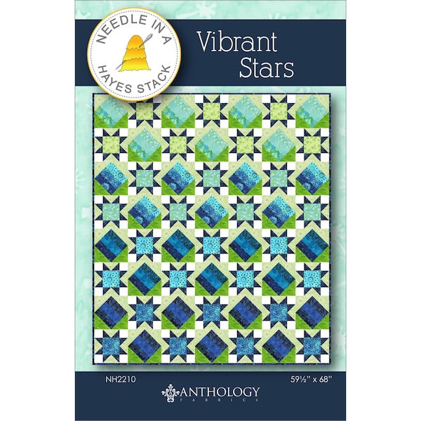 Vibrant Stars - Quilt PATTERN - by Tiffany Hayes of Needle in a Hayes Stack - 59.5" x 68" - Features Vibrance by Anthology - NH2210