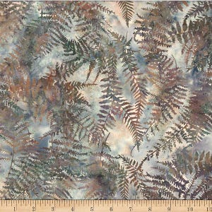 Woodland Batiks - Fern Toss, Earthy, Brown/Blue - by McKenna Ryan for Hoffman Batiks - MR57 410 EARL GREY