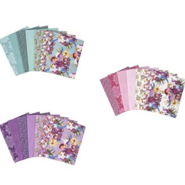 Floralicious Fat Quarter Bundle - 4 Options: Aqua, Lilac, or White Colorway OR Full Collection - by Lila Tueller for Riley Blake Designs