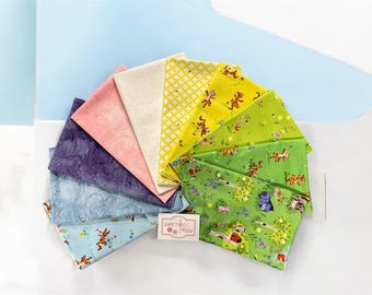 100 Aker Woods Fat Quarter Favorites - 10 FQ's - Winnie The Pooh Storybook Fabric by Jill Howarth for Riley Blake Designs