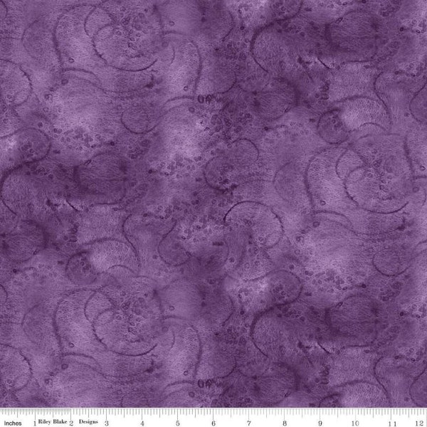 Painter's Watercolor Swirl Purple - Yardage - by J. Wecker Frisch for Riley Blake Designs - Tonal, Blender - Blue - C680-PURPLE