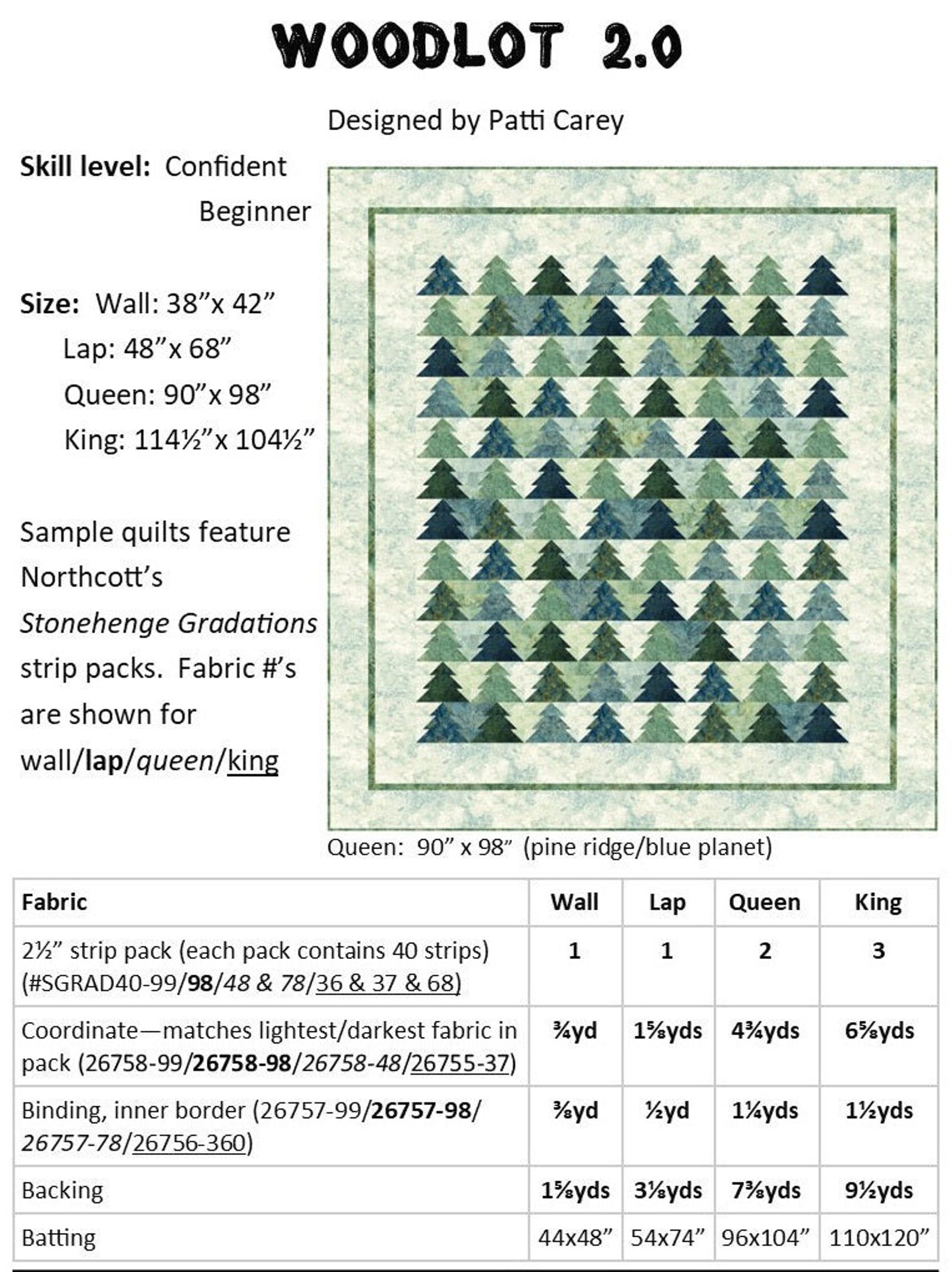 Woodlot 2.0 - Quilt PATTERN - by Patti's Patchwork - Features ...