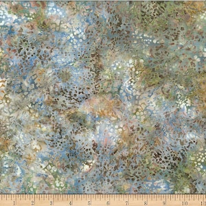 Woodland Batiks - Fish Texture, Blue/Green/Brown - by McKenna Ryan for Hoffman Batiks - MR59 77-SAGE