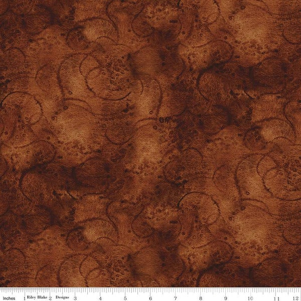 Painter's Watercolor Swirl Burnt Umber - Yardage - by J. Wecker Frisch for Riley Blake Designs - Tonal, Blender - Brown - C680-BURNTUMBER