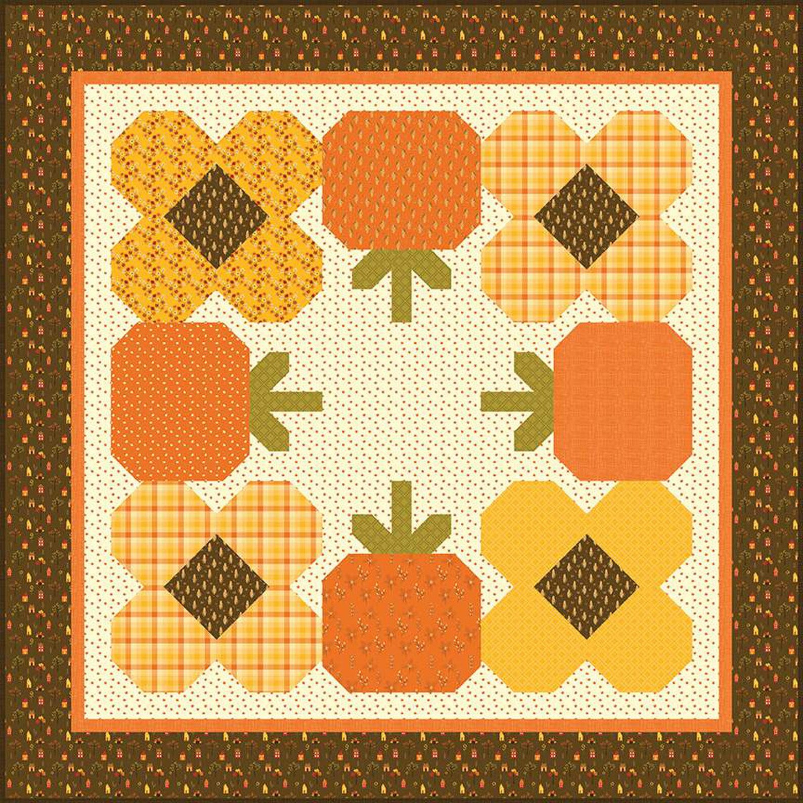 Pumpkin Parade - Quilt & Runner PATTERN -by Sandy Gervais of Pieces ...