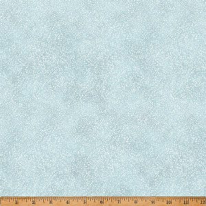 May include: A light blue fabric with a white speckled pattern. The fabric has a subtle texture and a soft, airy feel.