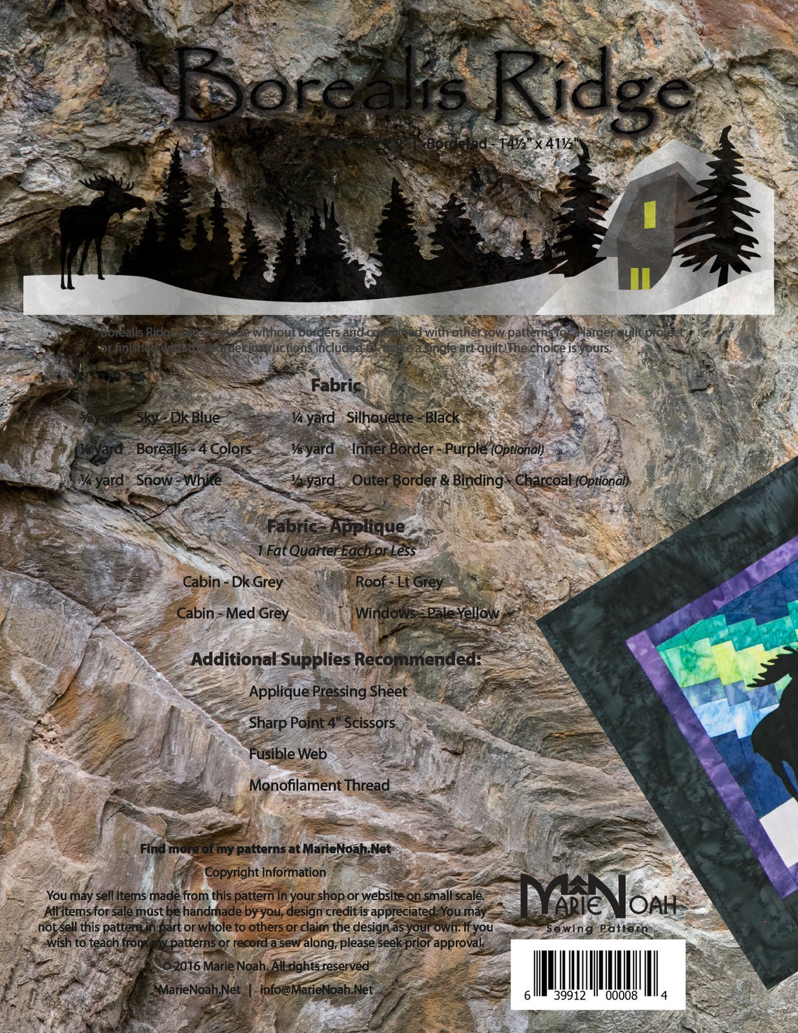 Borealis Ridge PATTERN - by Marie Noah at Northern Threads - 36" X 9 ...