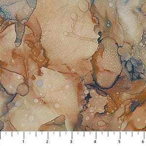May include: Abstract art print with swirling patterns in shades of brown, beige, and blue.