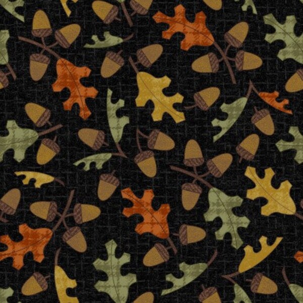 Autumn Harvest Flannel - Leaves and Acorns - Cream - By Bonnie Sullivan for Maywood Studio - Fall - MASF9954-E