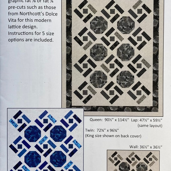 Mod Trellis - Quilt PATTERN - by Patti Carey of Patti's Patchwork -  Features Dolce Vita by Northcott - Instructions for 5 Sizes - PC-239