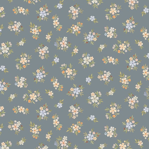 Little Forest - Posies - Yardage - By Dear Stella - Floral, Flowers, Outdoors, Animals - DNS 2305 SAGE