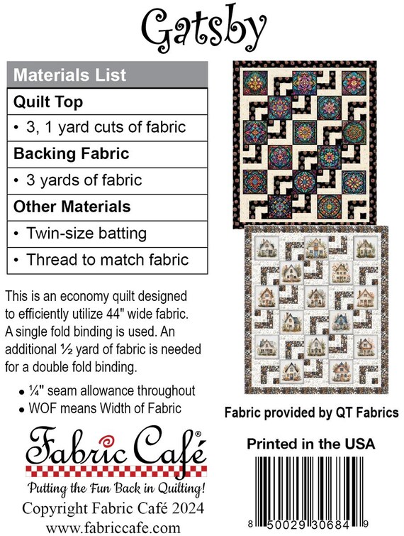 Gatsby 3 Yard Quilt Pattern - by Fran Morgan of Fabric Cafe - 46