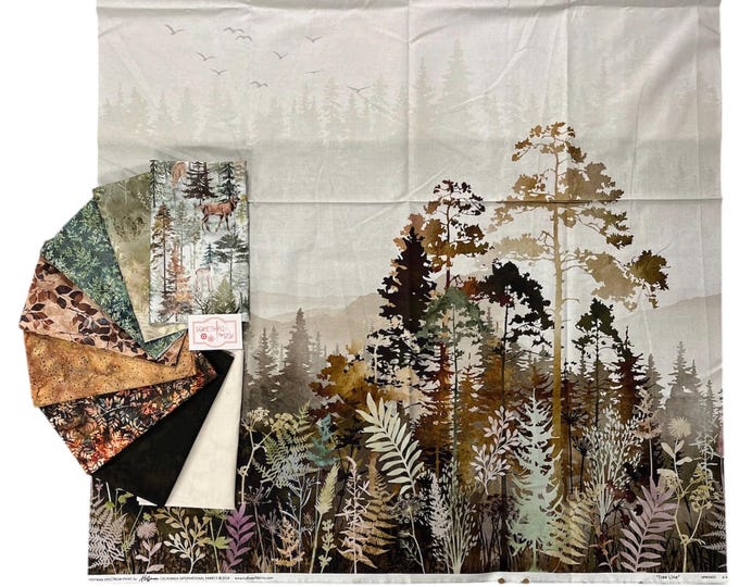 Fat Fall Tree Jpattern Tree Line Fat Quarter Bundle + PANEL - 8 Fq's + 36