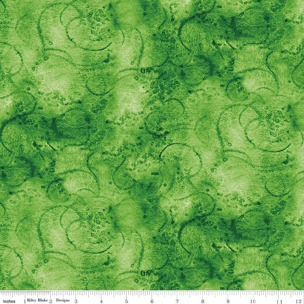 Painter's Watercolor Swirl Medium Green - Yardage - by J. Wecker Frisch for Riley Blake Designs - Tonal, Blender - C680-MEDGREEN