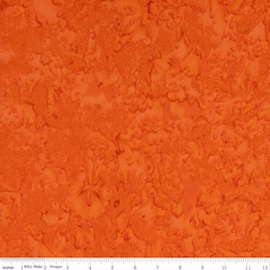 May include: Orange fabric with a mottled, marbled pattern. The fabric has a subtle, almost faded, look.
