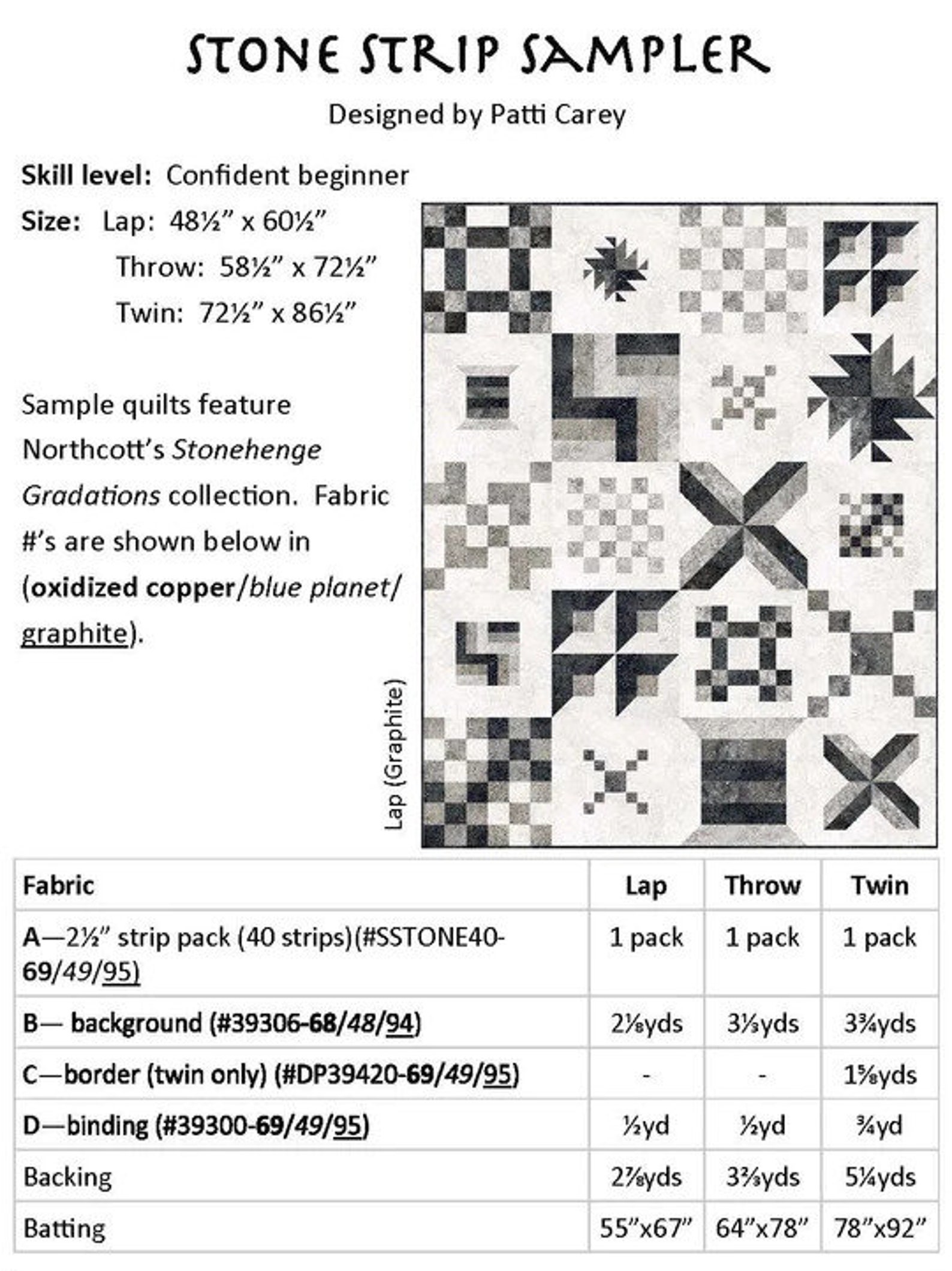 Stone Strip Sampler - Quilt PATTERN - by Patti's Patchwork - Multiple ...
