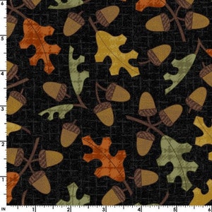 Autumn Harvest Flannel Leaves and Acorns Cream By Bonnie Sullivan for Maywood Studio Fall MASF9954-E image 2