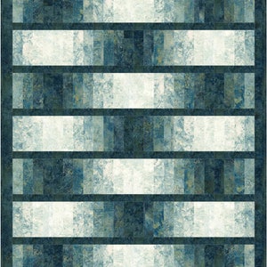 May include: A geometric pattern quilt with alternating rows of white and blue squares. The squares are made of fabric with a mottled, textured appearance.