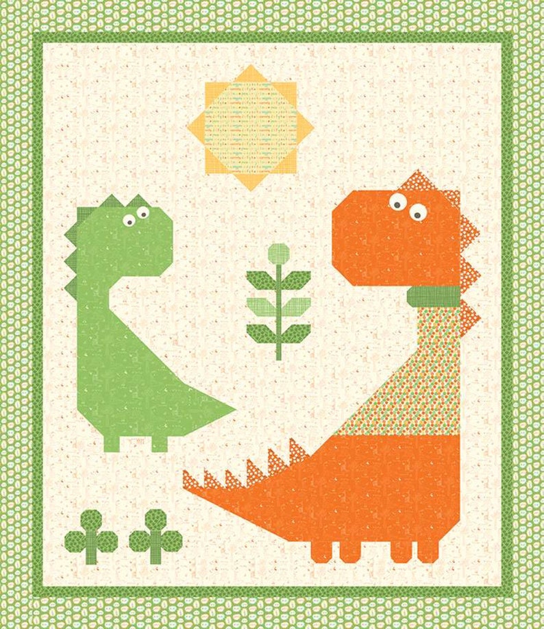 Double Trouble Quilt PATTERN by Sandy Gervais of Pieces From My Heart 51 x 59 Dinosaurs image 2