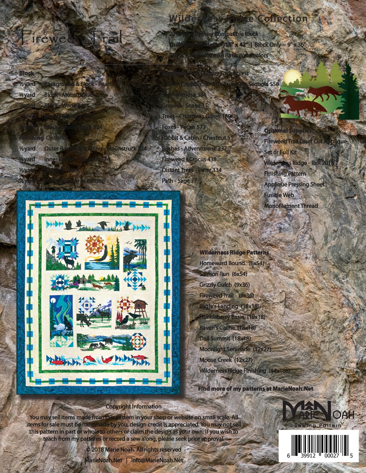 Mountain Ridge Pattern Fireweed Trail Wilderness Ridge PATTERN - by Marie Noah at Northern ...