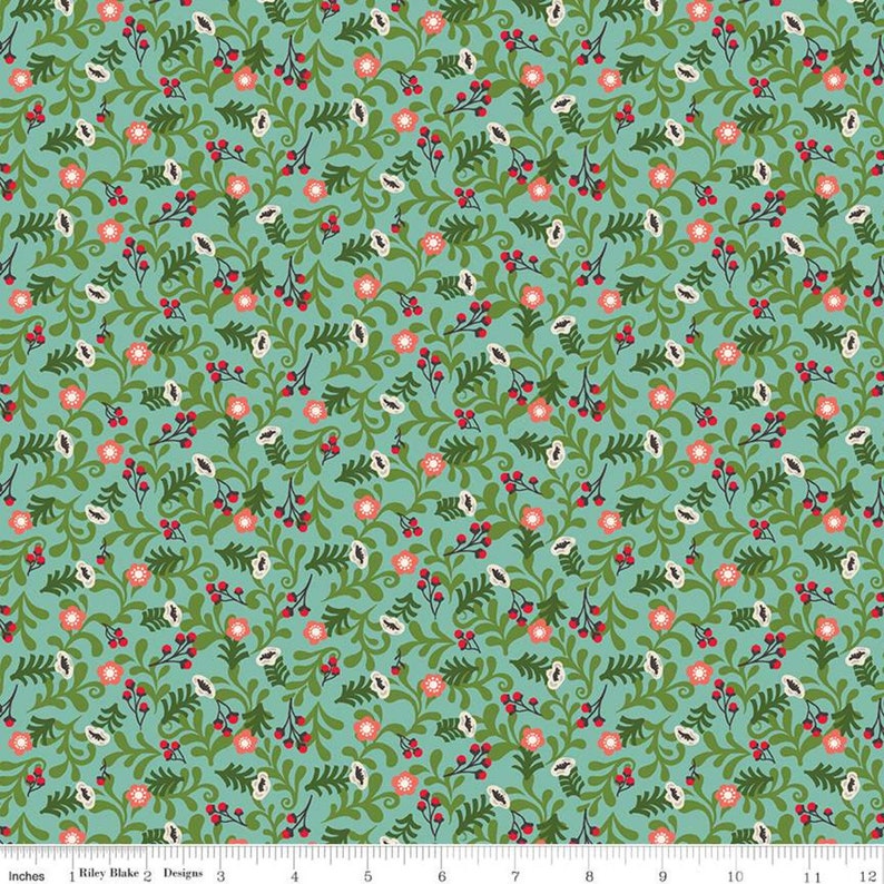 Winter Wonder - Floral Aqua - by Heather Peterson for Riley Blake ...