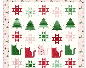 Scaredy Cat Christmas - Quilt PATTERN by Amanda Niederhauser - 66"x79" - Layer Cake Friendly - 10" Square Friendly