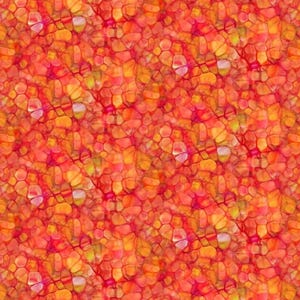 May include: Abstract seamless pattern with a mosaic of orange, red, and yellow rounded shapes. The pattern is reminiscent of stained glass.