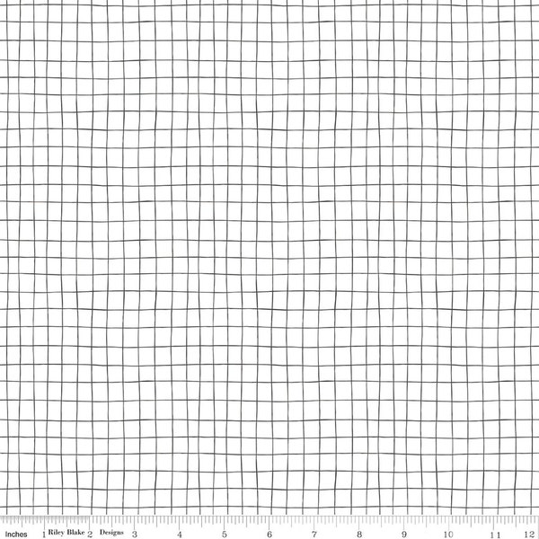 Wild and Free - Grid - White - Yardage - by Gracey Larson for Riley Blake Designs - Black & White Irregular Grid - C12936-WHITE