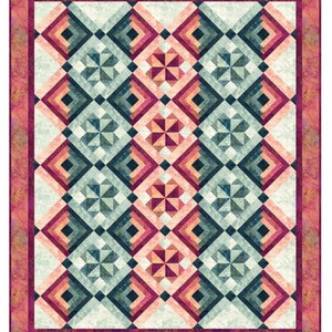 Logs and Wheels - Quilt Pattern - Bound To Be Quilting - Features Stonehenge Gradations by Northcott - 74&quot; x 89&quot; - # 408