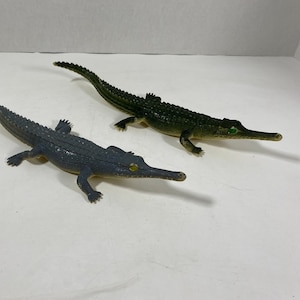 Vintage 1980’s Pair Of Crocodile Semiaquatic Reptile Toy Figures - Collectible | Display Piece | Cake Topper | Gift Idea