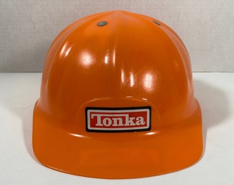 Vintage 1990’s Tonka Child Pretend Orange Plastic Construction Hard Hat - Collectible | Nostalgia | Display Item | Gift Idea