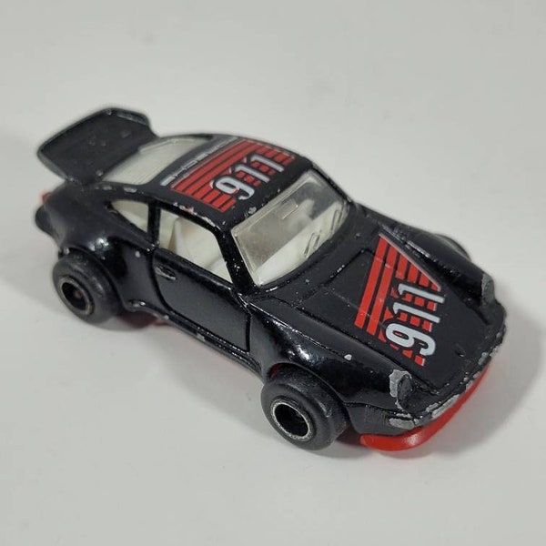 Vintage Majorette #209 1/57 Negro Porsche 911 Turbo 930 Fundido a Presión Hecho en Francia