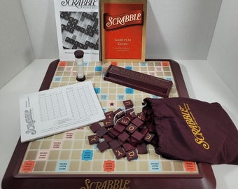 Vintage 2001 Scrabble Deluxe Turntable Crossword Game With Rotating Board - Collectible | Family Fun Games | Gift Idea