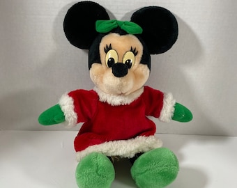 Vintage 1990 Disneyland Walt Disney World's Christmas Minnie Mouse 14" Soft Plush Toy - Oggetto da collezione / Display / Idea regalo